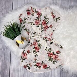 Stella Tweed Girls 6X Rose Floral Dress Print Belted Party Easter